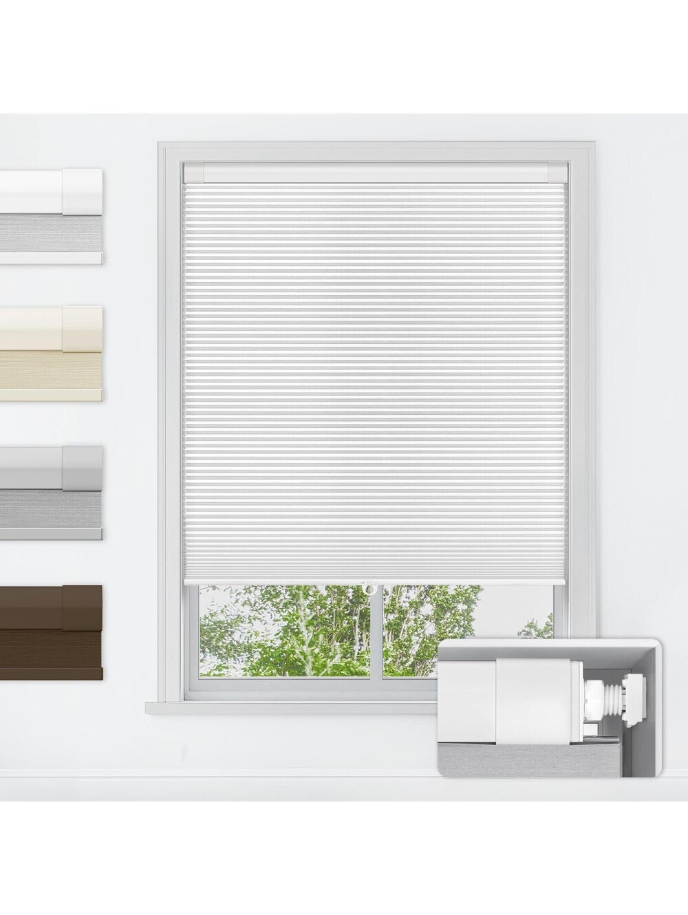LazBlinds No Drill Cordless Cellular Blackout Shades 32x64 White Honeycomb